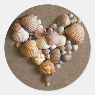 Valentine Heart Made with Shells Classic Round Sticker