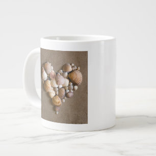 Valentine Heart Made with Shells Large Coffee Mug