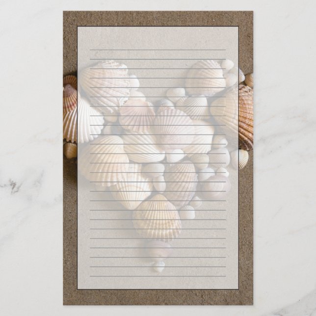 Valentine Heart Made with Shells Stationery (Front)