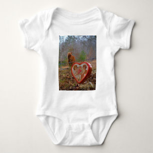 Valentine Heart  Miniature brown Horse Baby Bodysuit