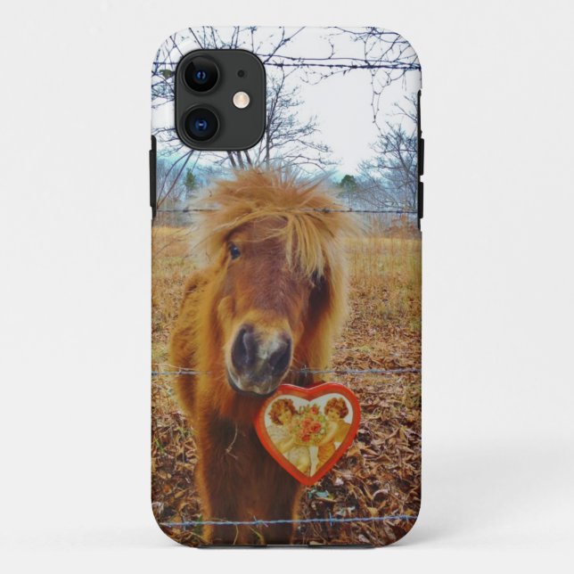 Valentine Heart  Miniature brown Horse Case-Mate iPhone Case (Back)