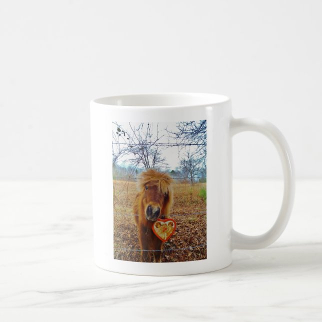 Valentine Heart  Miniature brown Horse Coffee Mug (Right)