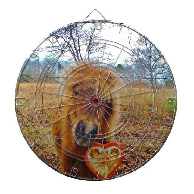 Valentine Heart  Miniature brown Horse Dartboard (Front)