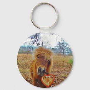 Valentine Heart Miniature brown Horse Key Ring