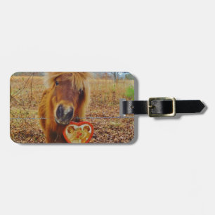 Valentine Heart  Miniature brown Horse Luggage Tag