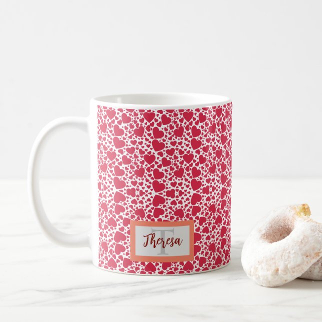 Valentine Heart Pattern Coffee Mug (With Donut)