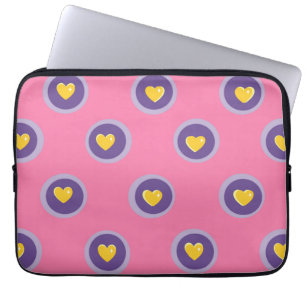Valentine Heart Pattern with Circles – Cute Pink Laptop Sleeve