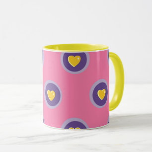 Valentine Heart Pattern with Circles – Cute Pink Mug