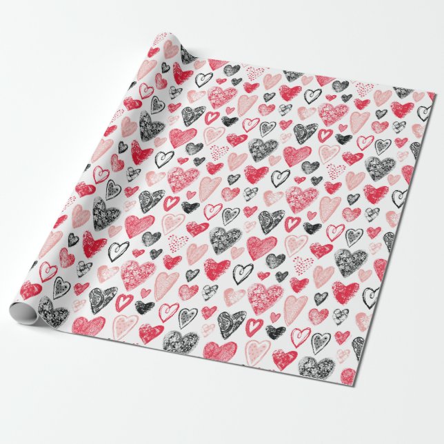 Valentine Heart Pattern Wrapping Paper (Unrolled)