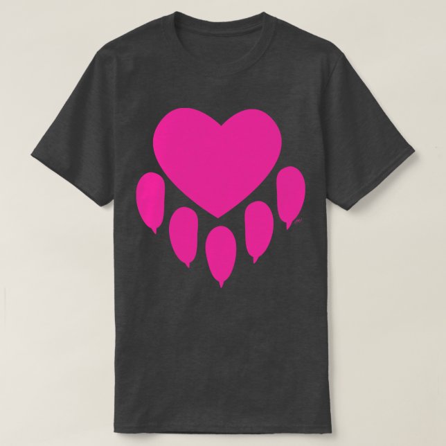 Valentine Heart Paw Down T-Shirt (Design Front)