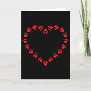 Valentine Heart Paw Print Dog Lovers  Card