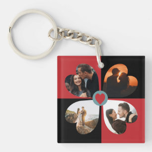 Valentine heart photo collage key ring