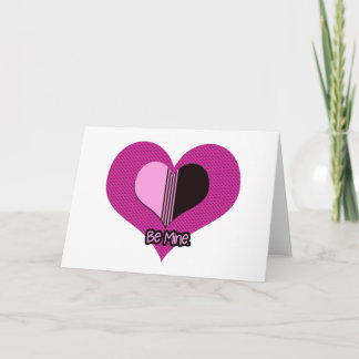 Valentine Heart Pink and Black Be Mine Card