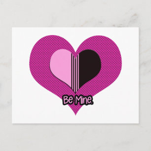 Valentine Heart Pink and Black Be Mine Postcard