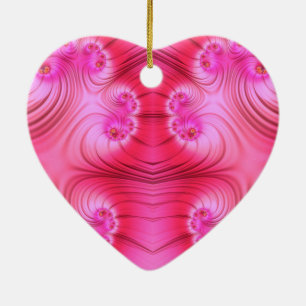 ~VALENTINE HEART ~ Pink Fractal ~ Ceramic Ornament