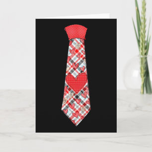 Valentine Heart Plaid Tie Boys Toddler Kids Card