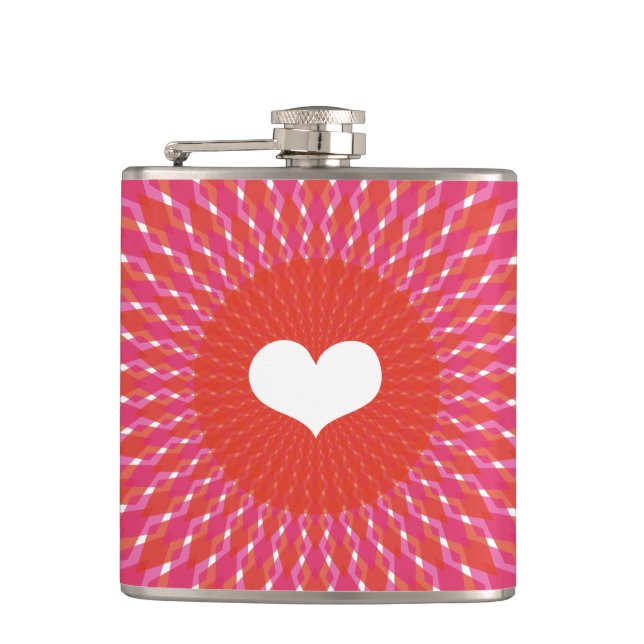 Valentine Heart Pop Hip Flask (Front)