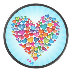 Valentine Heart Shape Watercolor Design-57393 Hockey Puck