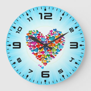 Valentine Heart Shape Watercolor Design-57393 Large Clock