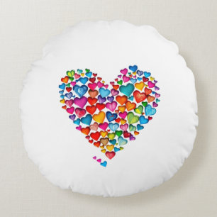 Valentine Heart Shape Watercolor Design-57393 Round Cushion