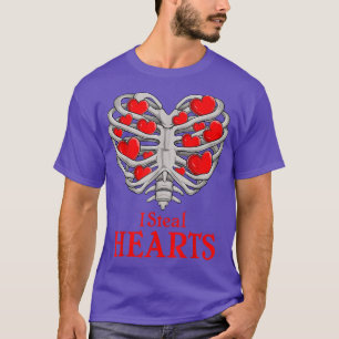 Valentine Heart Skeleton Rib Cage Bones I Steal He T-Shirt