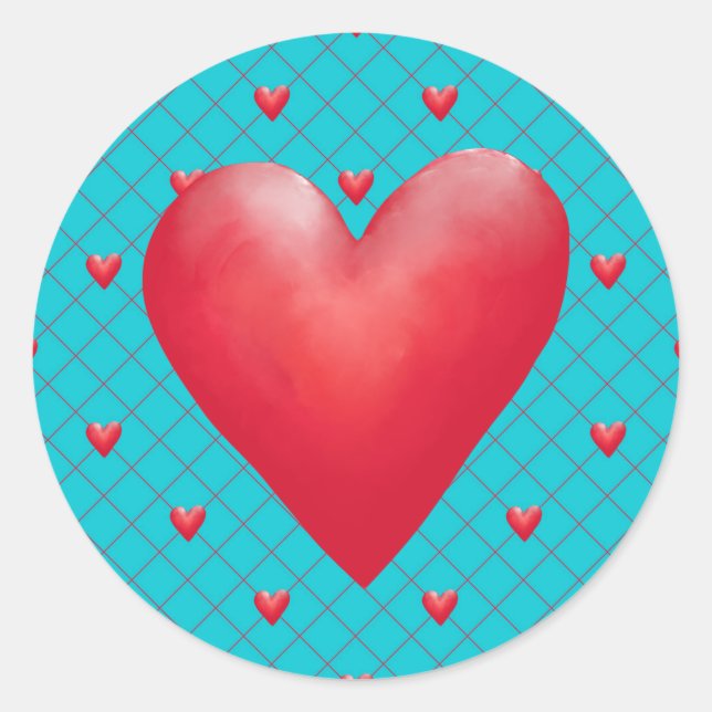 Valentine Heart Sticker, You Customise Classic Round Sticker (Front)