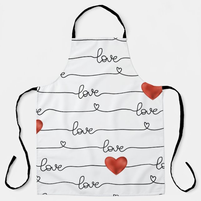Valentine Hearts: 3D Line Design Apron (Front)