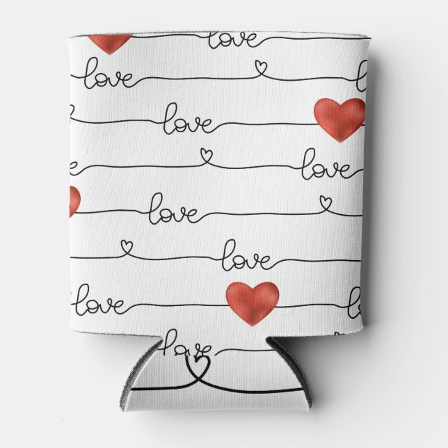 Valentine Hearts: 3D Line Design Can Cooler (Front)