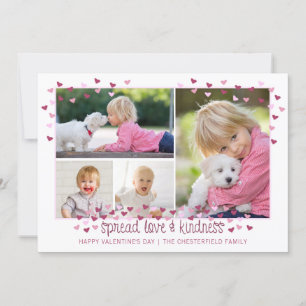 Valentine Hearts 4 Photo SPREAD LOVE AND KINDNESS Holiday Card