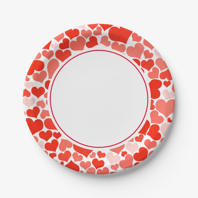 Valentine Hearts 7" Paper Plates (Front)