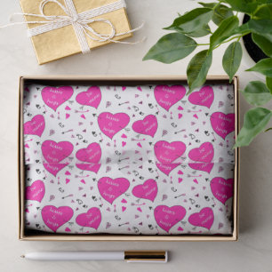 Valentine Hearts and Arrows Pink Pattern Tissue Paper