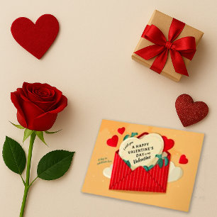 Valentine Hearts and Envelope Holiday Card