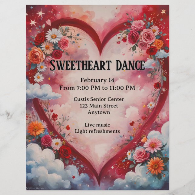 Valentine Hearts and Flowers in the Clouds Dance (Front)