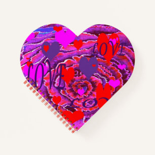 Valentine hearts and love notebook