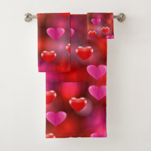 Valentine Hearts Bath Towel Set