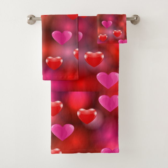 Valentine Hearts Bath Towel Set (Insitu)