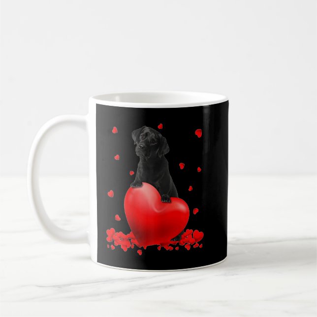 Valentine Hearts Black Labrador Dog Tee Coffee Mug (Left)