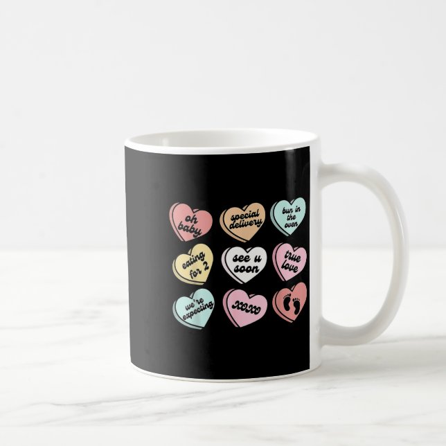 Valentine Hearts Candy Pregnancy Announcement Baby Coffee Mug (Right)