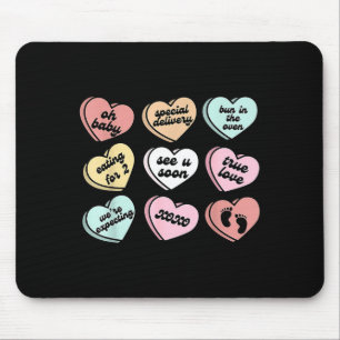 Valentine Hearts Candy Pregnancy Announcement Baby Mouse Pad