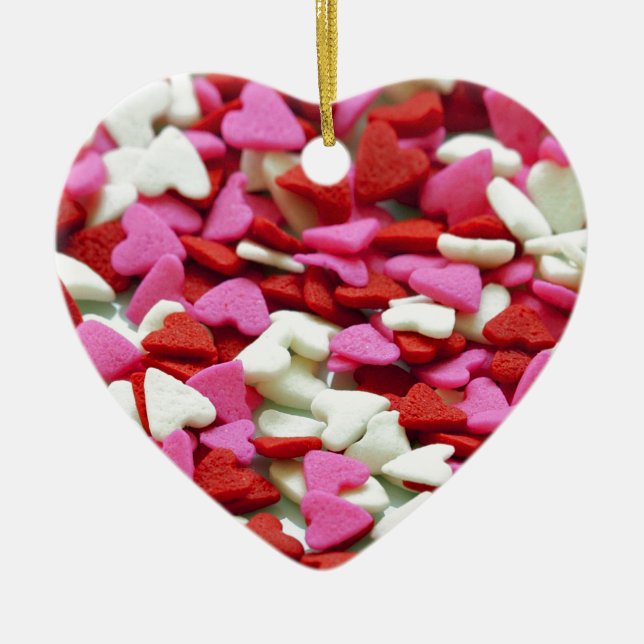 Valentine Hearts Ceramic Tree Decoration (Front)