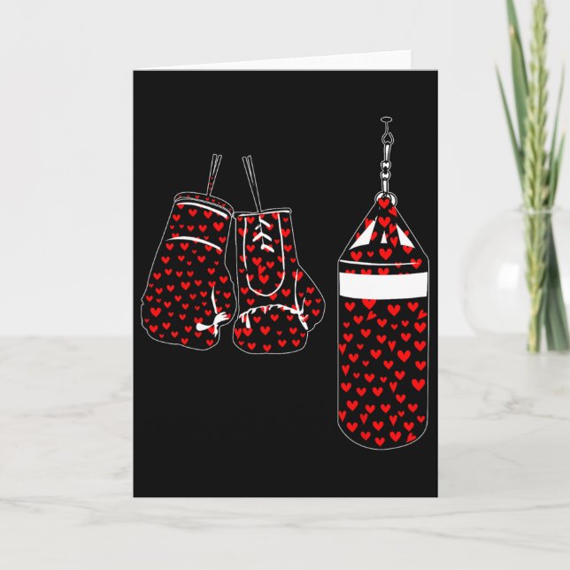 Valentine Hearts Cute Boxing Player Shape Matching Card (Front)