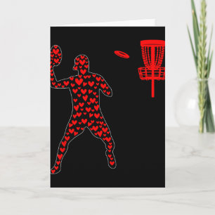 Valentine Hearts Cute Disc Golf Player Shape Match Card