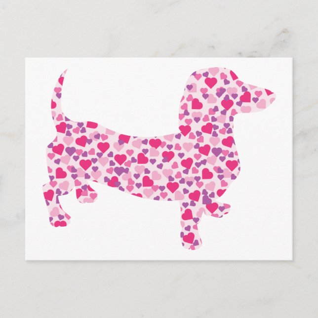 Valentine Hearts Dachshund Holiday Postcard (Front)