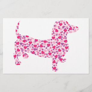 Valentine Hearts Dachshund Stationery