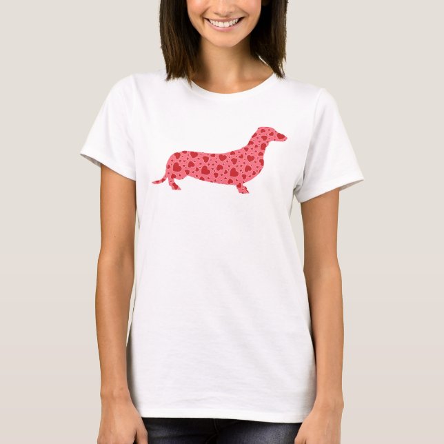 Valentine Hearts Dachshund T-Shirt (Front)