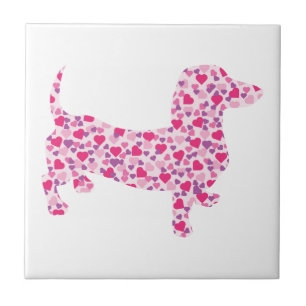 Valentine Hearts Dachshund Tile