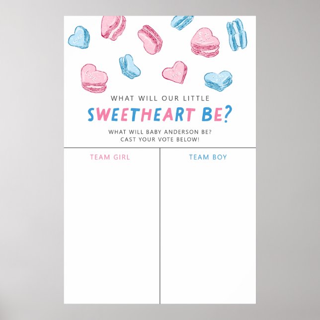 Valentine Hearts Gender Reveal Voting Sign (Front)