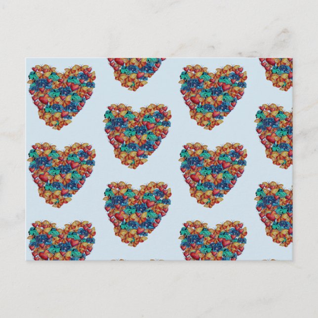 Valentine Hearts ,Hearts drawing Postcard (Front)