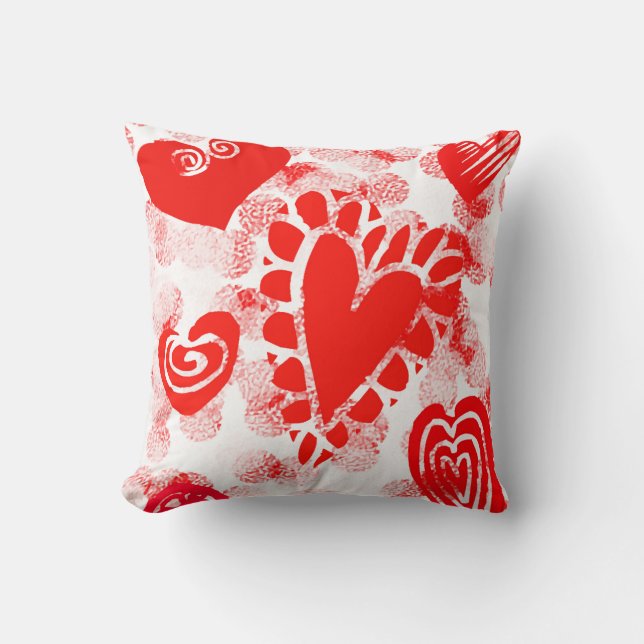 Valentine Hearts Holiday Throw Pillow (Front)