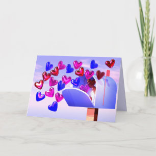 Valentine Hearts Mailbox Holiday Card